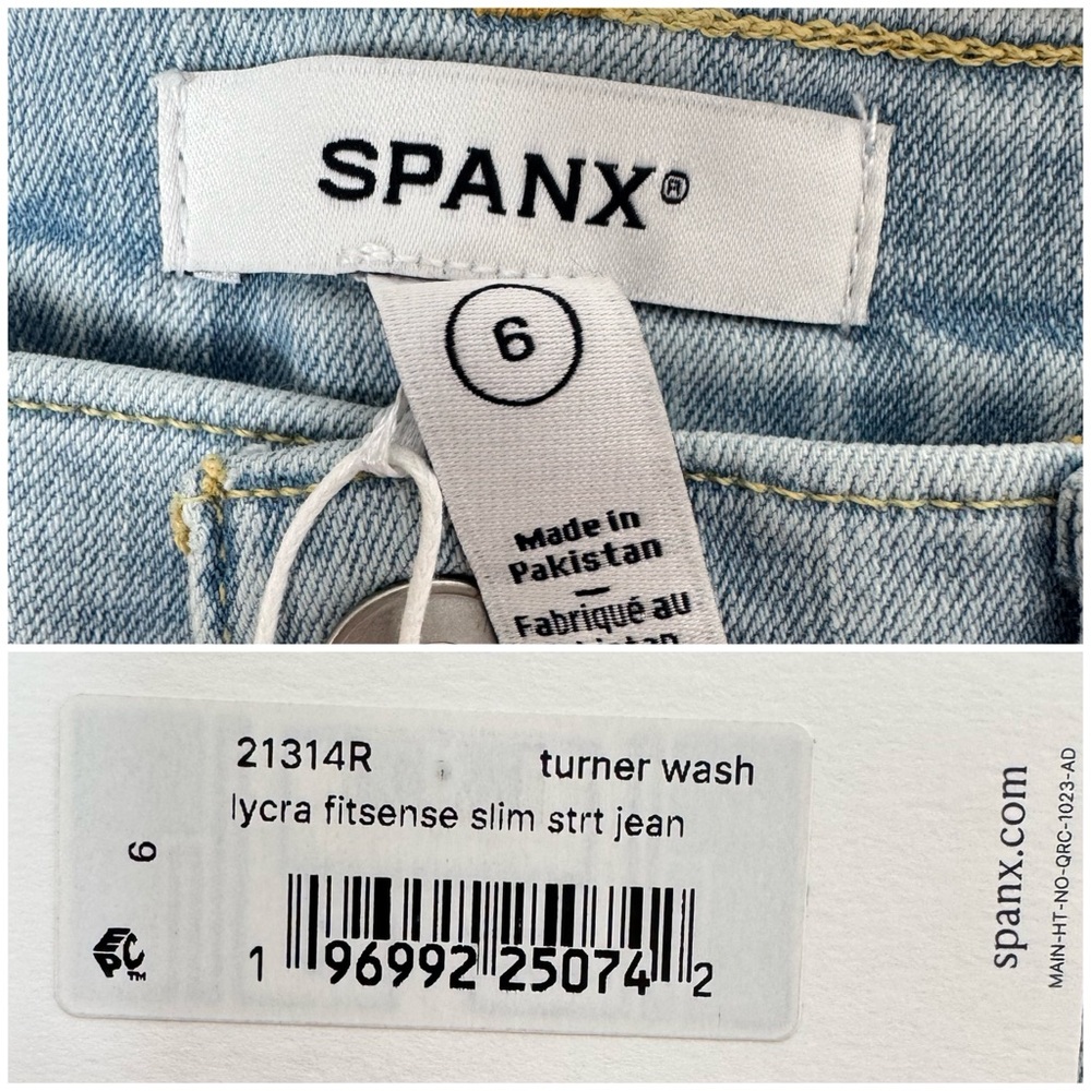 NWT Spanx Lycra Fitsense Slim Straight Jeans in Turner Wash Sz 6 - Picture 9 of 16